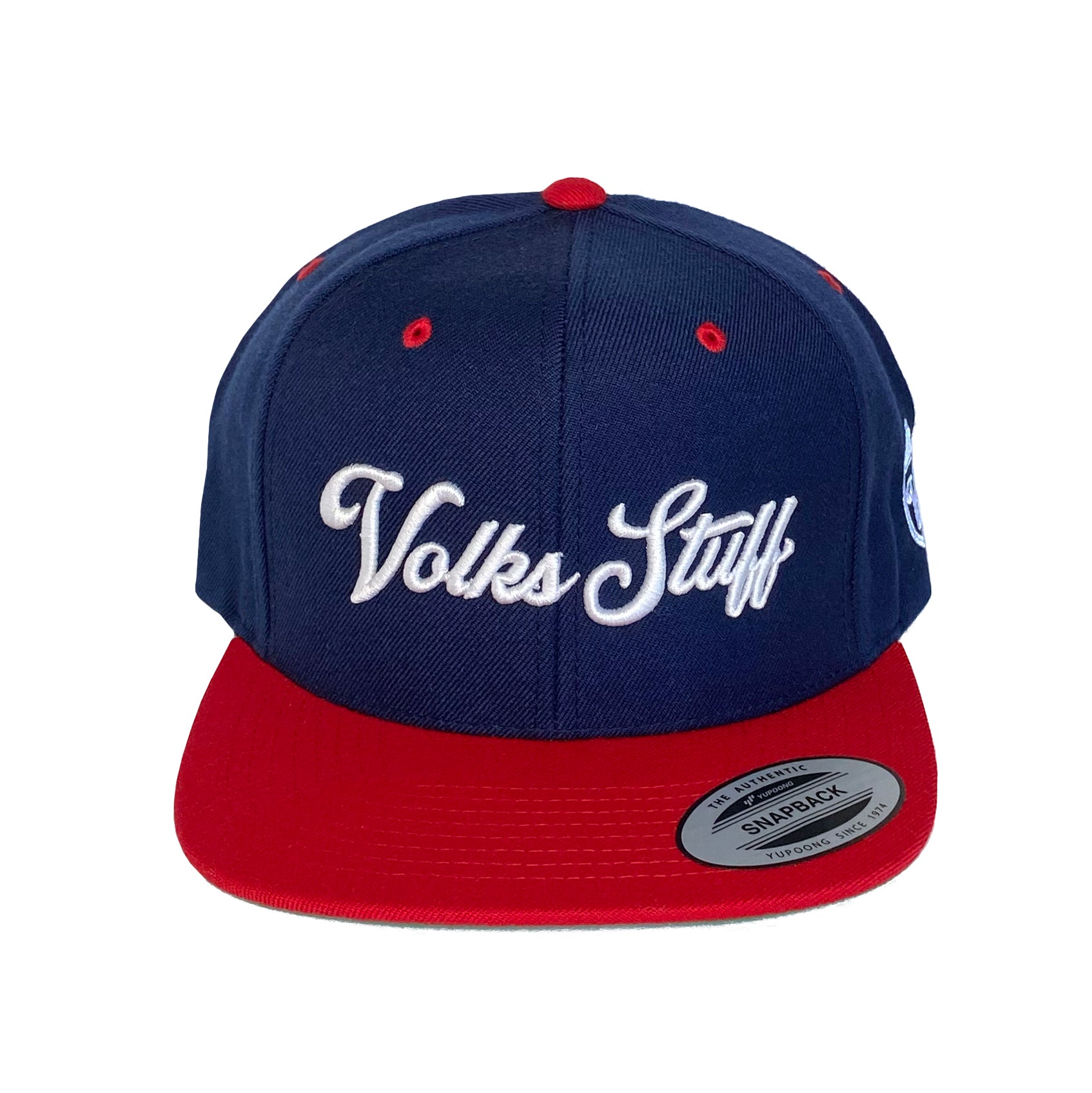 Volks Stuff Blue Red Script SnapBack Hat